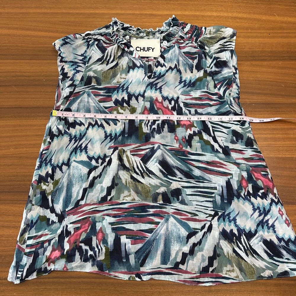 Chufy Mountain Print Sleeveless Lightweight Breezy Top Granola Girl Natural Boho - Picture 6 of 8